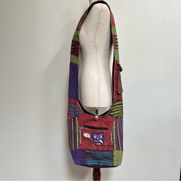 KC Designs Owl Hobo Crossbody Shoulder Bag Hippie Boho - Picture 1 of 7